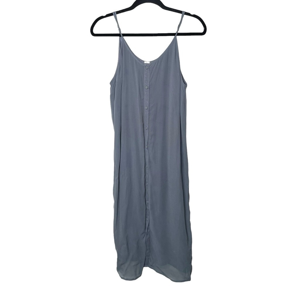 Chan Luu Button Down Gray Midi Tank Dress